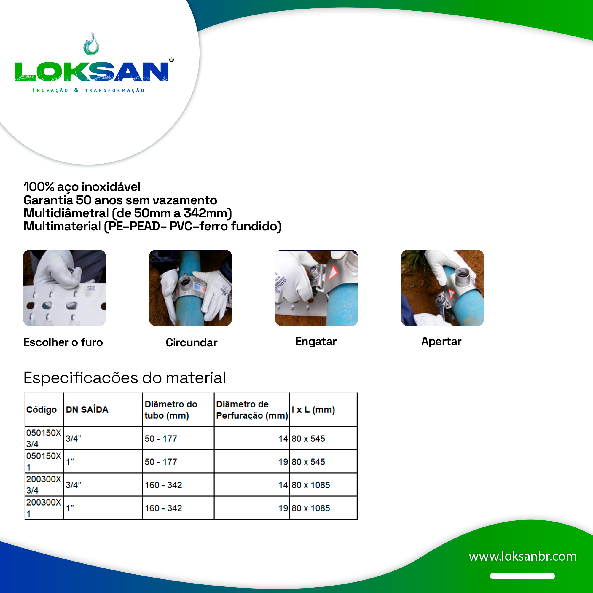 Colar de Tomada Multidiâmetral Monobloco – Total Inox com Saída Roscada - Imagem 2
