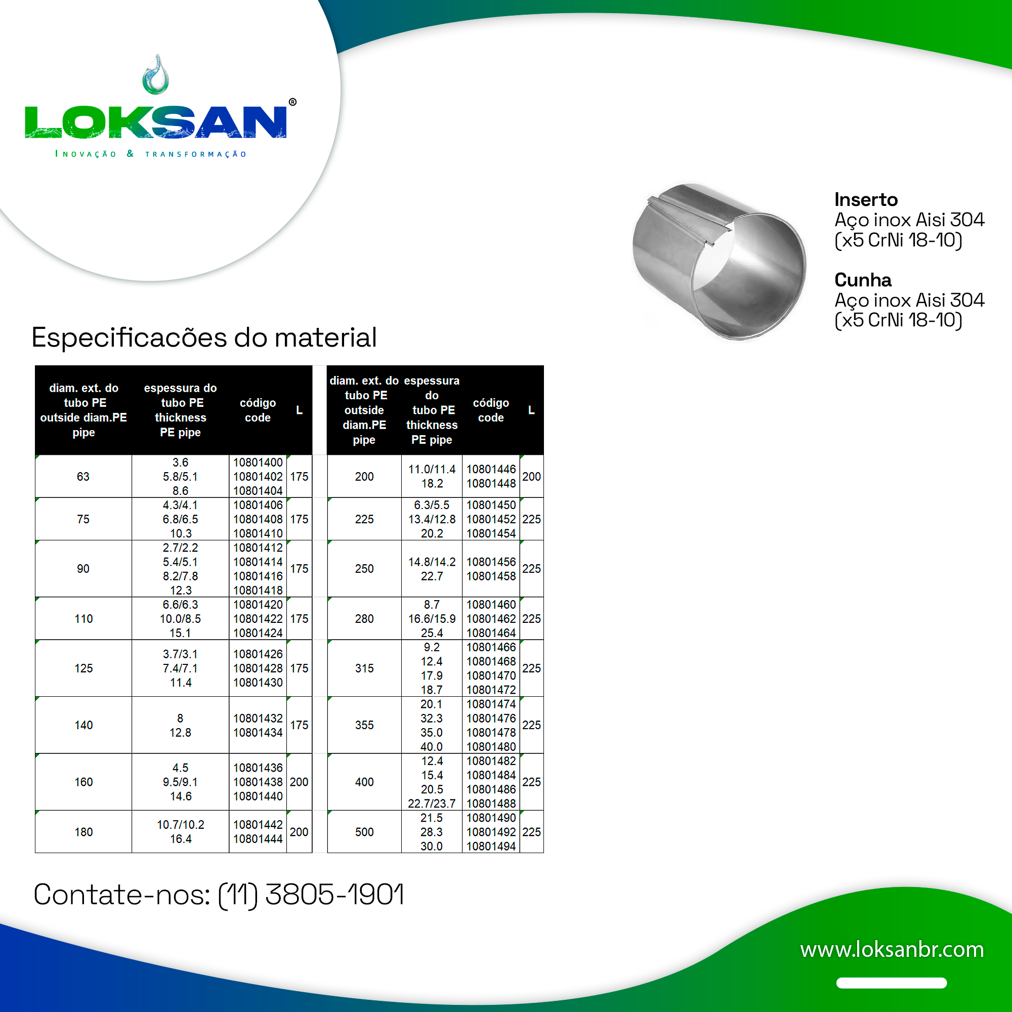 Inserto de aço inox para tubo de PEAD 15.400 - Imagem 2